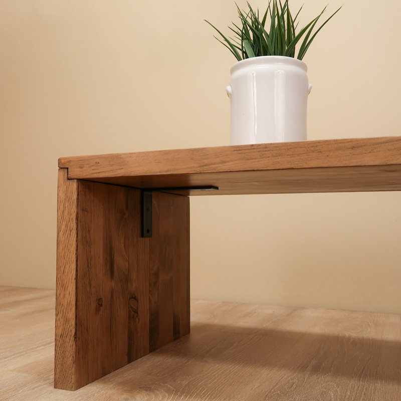 Table basse en bois massif Branda, H 15 po x L 36 po x l 18 po, Chêne vieilli