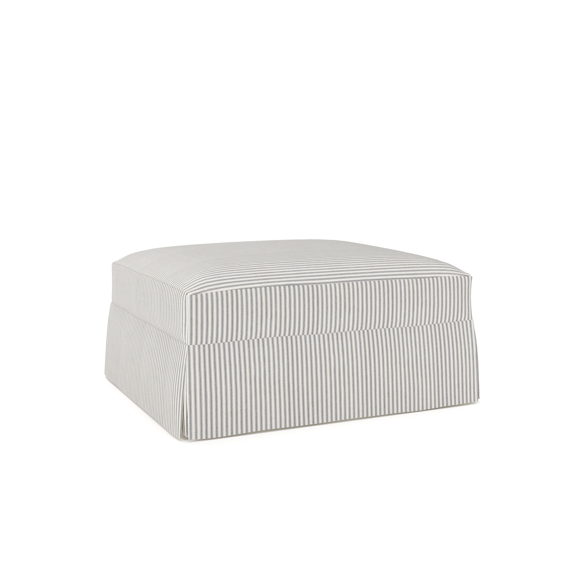 Lucia Upholstered Ottoman, Cruise Adrift Woven Stripe