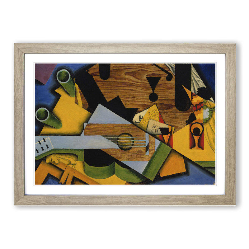 Still Life with Guitar by Juan Gris - Picture Frame Painting, 36cm H x 48cm W x 2cm D, Oak Framed