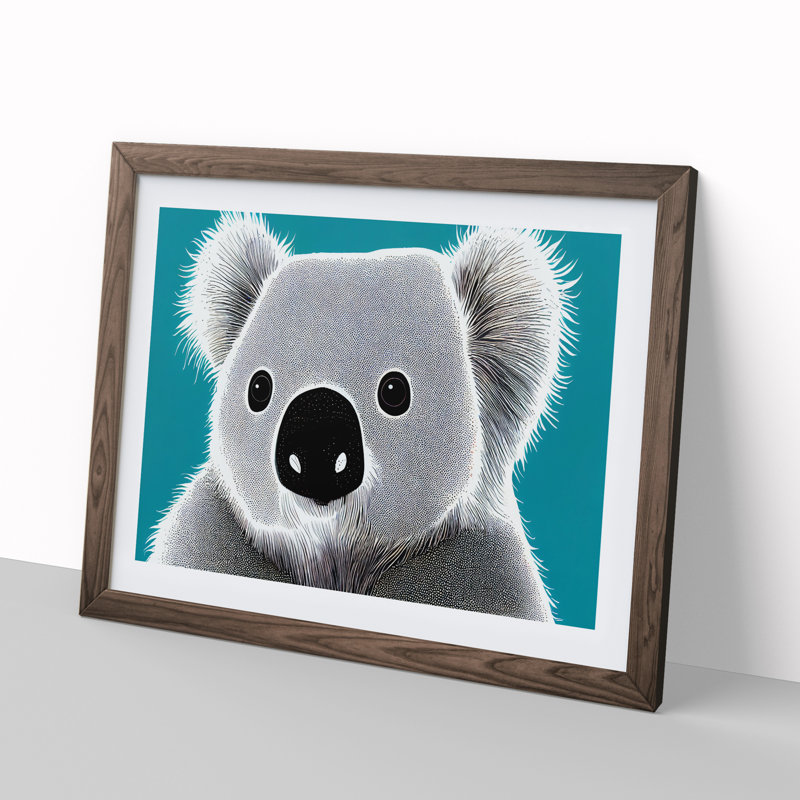 Cute Koala Bear - Framed Print, 46cm H x 64cm W x 2cm D, Walnut