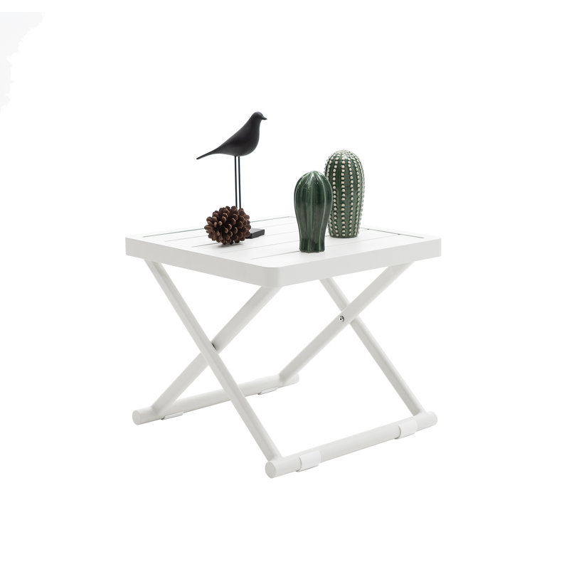 Table d'appoint pliante en aluminium Ashleigh-May, Blanc