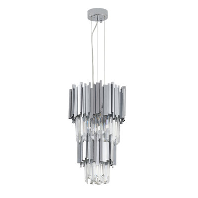 Modern 4 Light Chrome Crystal Pendant