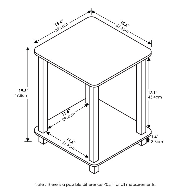 Ensemble de tables de bout avec rangement Bianco, Gris chêne français, Gris