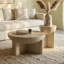 Table basse ronde moderne en faux marbre avec piètement sculptural - 39 cm de large-133139685