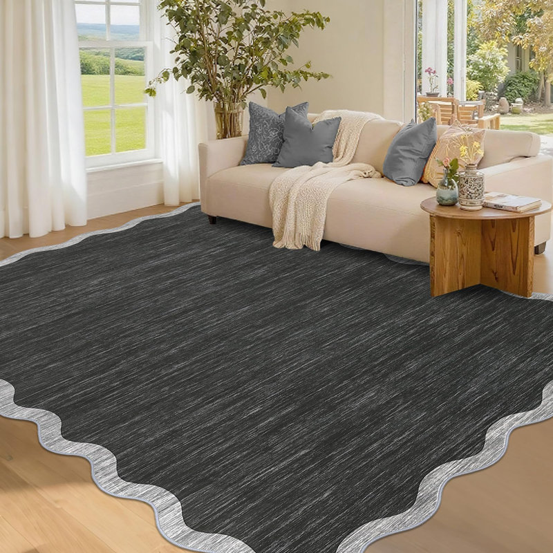 Abstract Machine Printed Area Rug, Gray, Rectangle 80 x 150 cm
