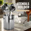 Porte-ustensiles en acier inoxydable brossé avec découpes pour outils, idéal pour les cuisines modernes. Durable et résistant à la rouille.