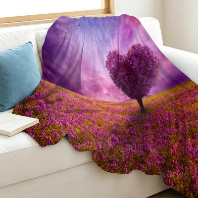 Jeté en flanelle transparente molletonné ultra doux, arbre d'un seul côté