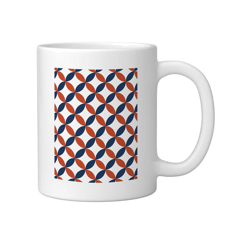 Abstract Geometric Repeating Pattern Ceramic Mug, 11oz