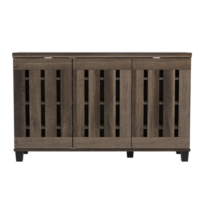 Baron 3 Door Shoe Storage Cabinet, Dark Dusty Oak