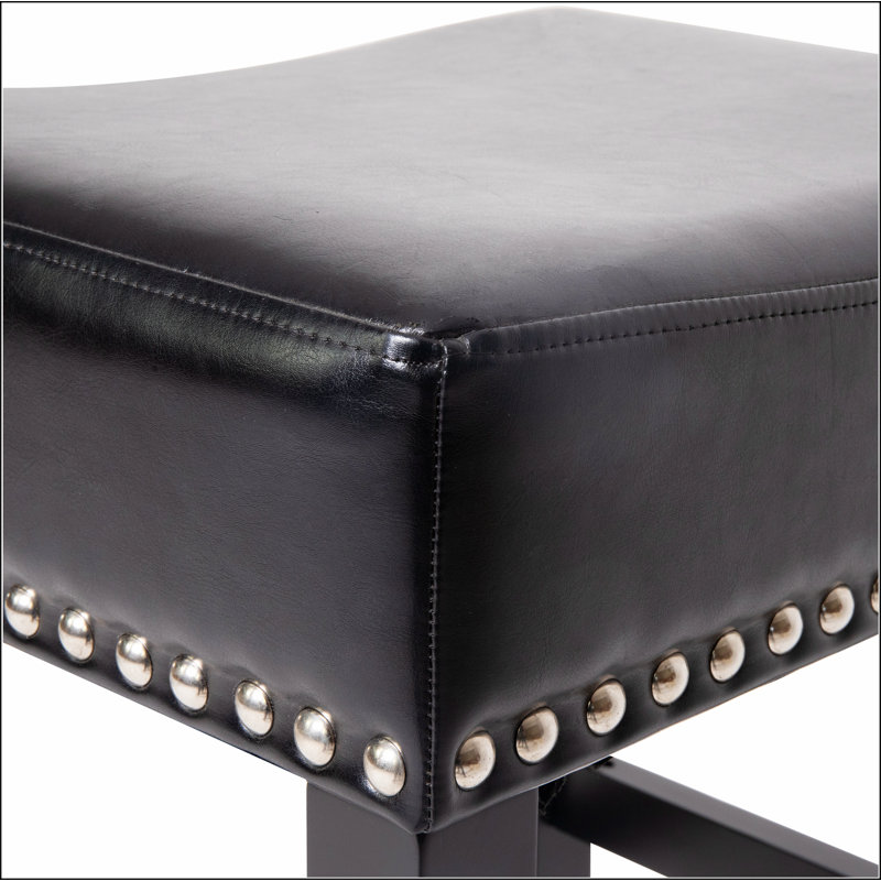 26" Backless Leather Counter Stools, 2-Pcs Set