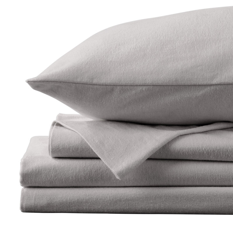 Ensemble de draps 100% coton Chalet, Gris foncé, Ensemble de draps pour lit double avec un drap-hou