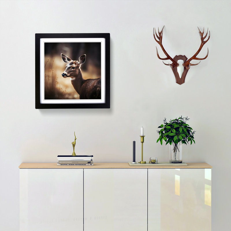 Deer Photograph - Framed Print, Black