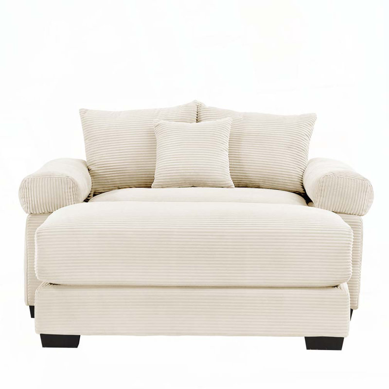 Fauteuil club avec repose-pieds 54,3 po, Beige