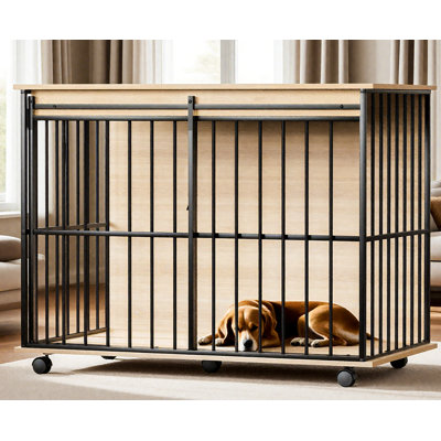 Mobilier en bois pour chenil, cage pour chien, cage pour chien avec plateau pour chiens de taille moyenne à grande,