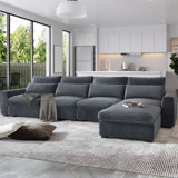 Large L-Shape Feather Filled Sectional Sofa For Living Room