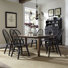 Hahira Rectangular Dining Table Set w/ 6 Black Windsor Back Dining Chairs