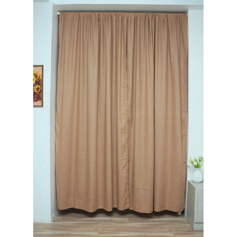Panneau de rideau filtrant la lumière en lin brun uni et viscose Coloerd, L 100 po x L 108 po
