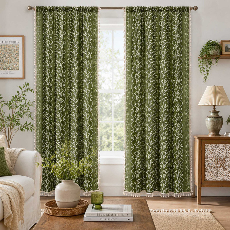 Ensemble de rideau Boho, Vert