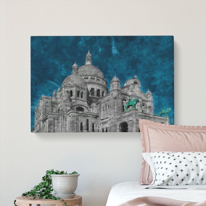 Sacre Coeur in Paris France - Wrapped Canvas Painting Print, 45cm H x 76cm W x 4cm D