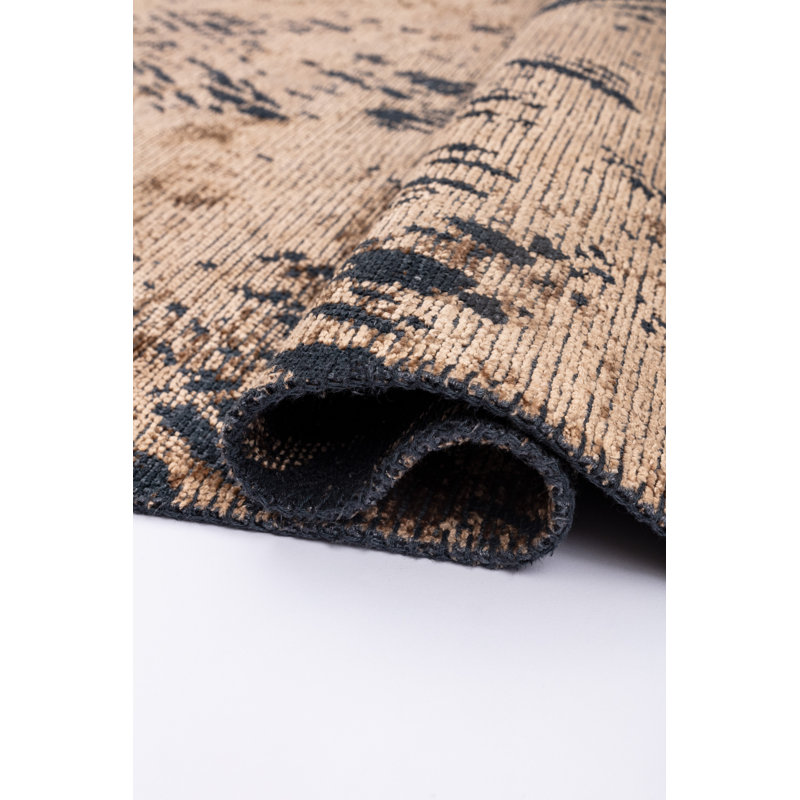 Tan/Black Abstract Luxury Area Rug, Rectangle 7'10" x 11'2"
