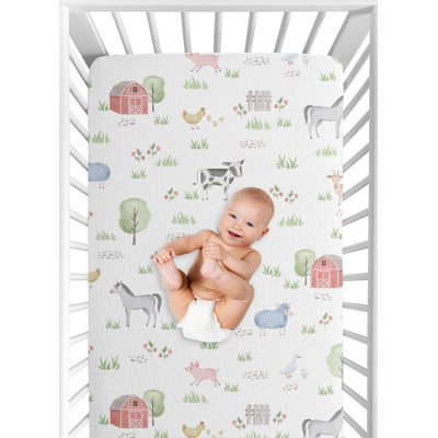 Farm Animals Muslin 100% Cotton Fitted Crib Sheet by Sweet Jojo Designs