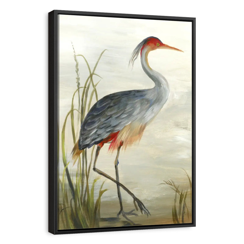Héron cendré, 13 po x 19 po, Cadre flottant noir