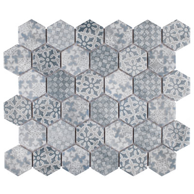 Medley 2" Hex 11-1/8 in. x 12-5/8 in. Porcelain Mosaic Floor and Wall Tile