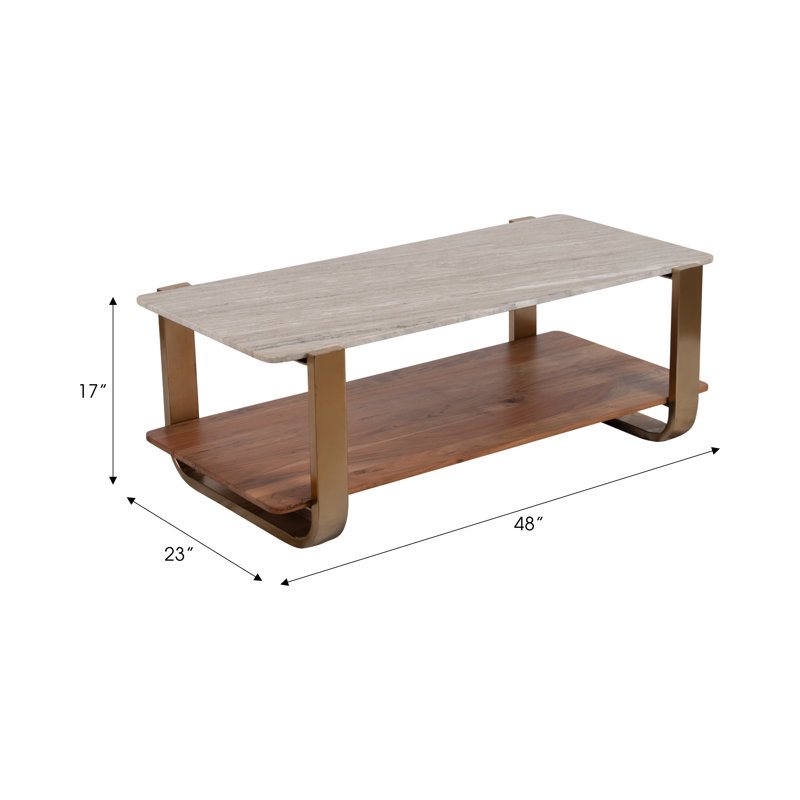 Modern Glam Gold Marble Top Console Table, 17" H x 47" W x 23" D