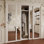 Portes de placard coulissantes à miroir 4 panneaux 96 "x 96" avec quincaillerie et poignées pour paravent 