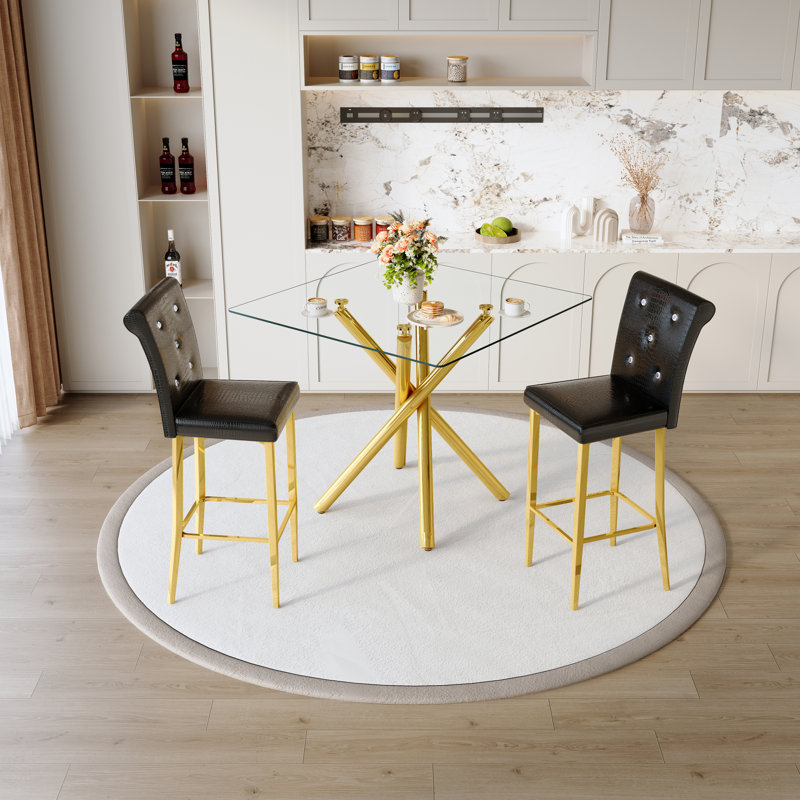 Ensembles de bar de patio modernes, métal doré, design contemporain pour petits espaces