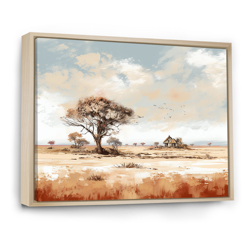Paysage africain sauvage sur toile, Cadre naturel flottant, H 12 po x l 20 po x P 1 po