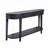 Black Carved Wooden Console Table with Lower Storage Shelf Tow Drawers