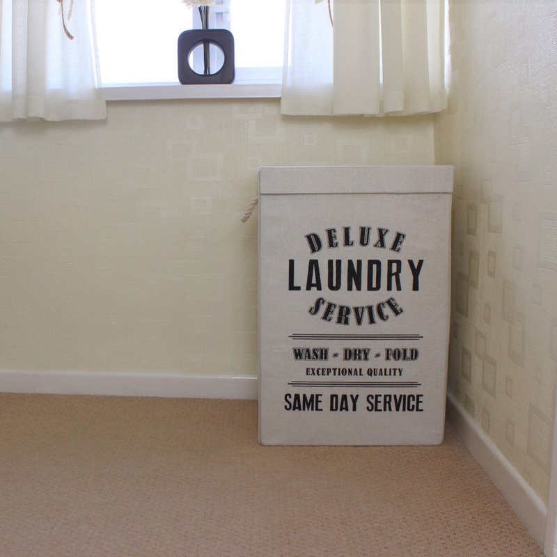 Fabric Laundry Bag with Handles, Cream