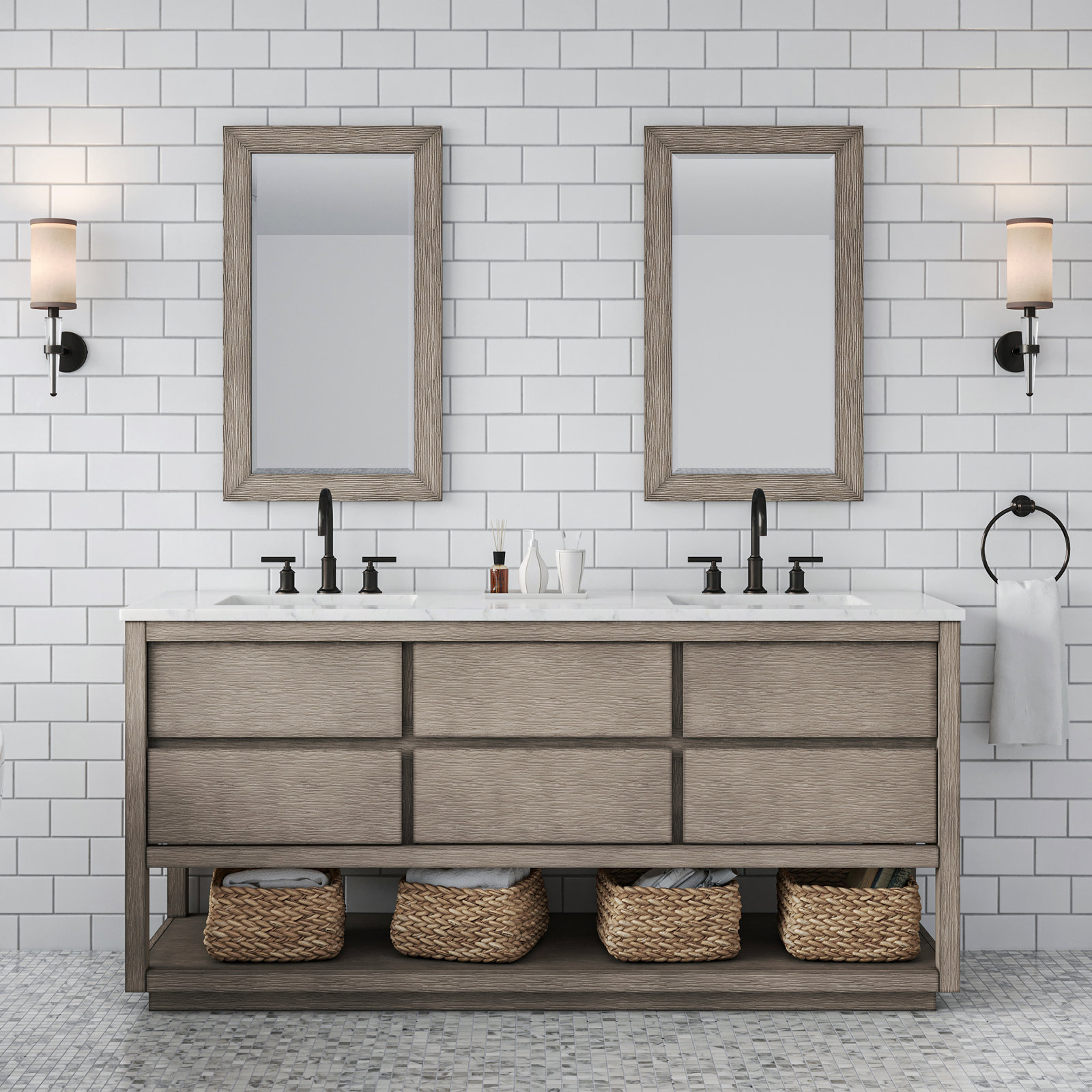 Constanta 72'' Double Bathroom Vanity, Grey Oak