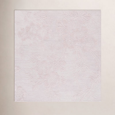 Light Pink Hand-Tufted Floral Wool Rug