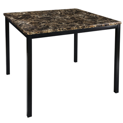 Table de comptoir en faux marbre avec structure stable en métal pour salle à manger 4 et structure