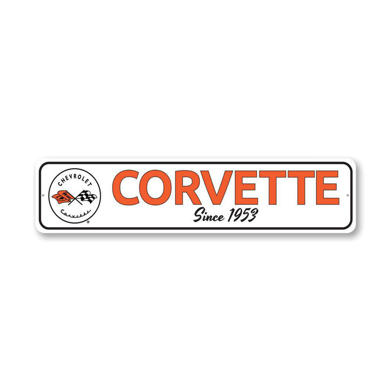 Plaque en aluminium Corvette Year, H 4 po x l 18 po x P 0,04 po