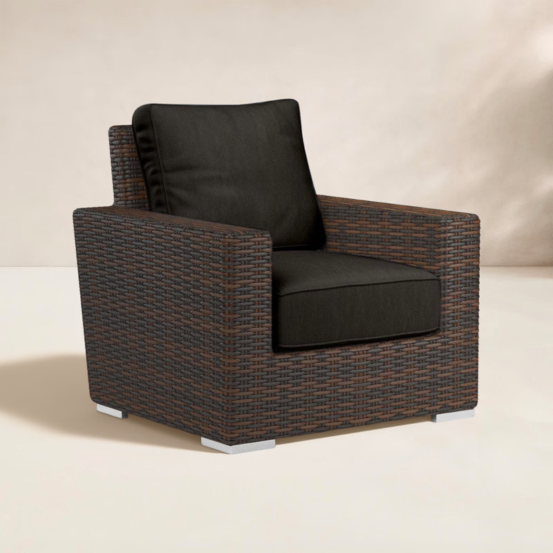 Parris Patio Chair with Sunbrella® Cushion, Brown, Spectrum Carbon Sunbrella® Plainweave