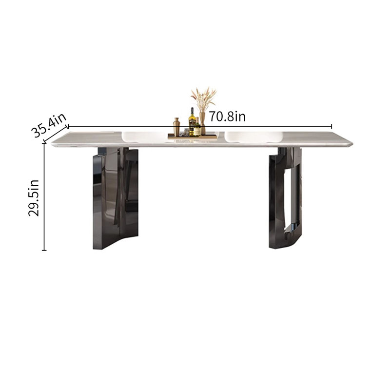 Natural Luxury Marble Rectangular  Dining Tables, 29.5"H x 70.8"L x 35.4"W