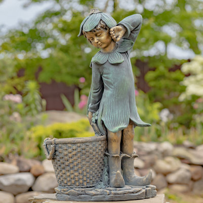 Fairy Magnesium Garden Statue with Basket