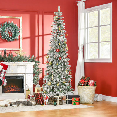 Arbre de Noël artificiel pin enneigé 7,5 pi avec des branches réalistes et 668 pointes