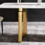 Table de salle à manger rectangulaire blanche 71,29 "avec pieds en métal doré - faite de pierre artificielle, pouvant accueillir 6 à 8 personnes, pierre à haute dureté, conception de table attrayante-1787085938
