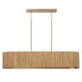 44.25" W x 9" H 5-Light Linear Chandelier and Handcrafted Fluted Mango Wood