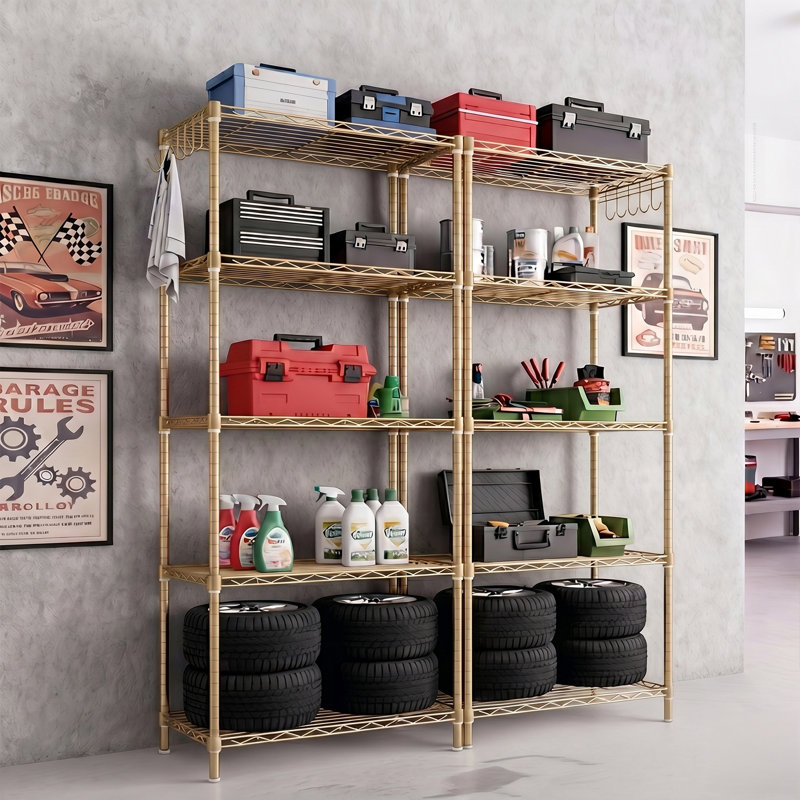 Étagère de rangement à 5 niveaux avec tablettes réglables