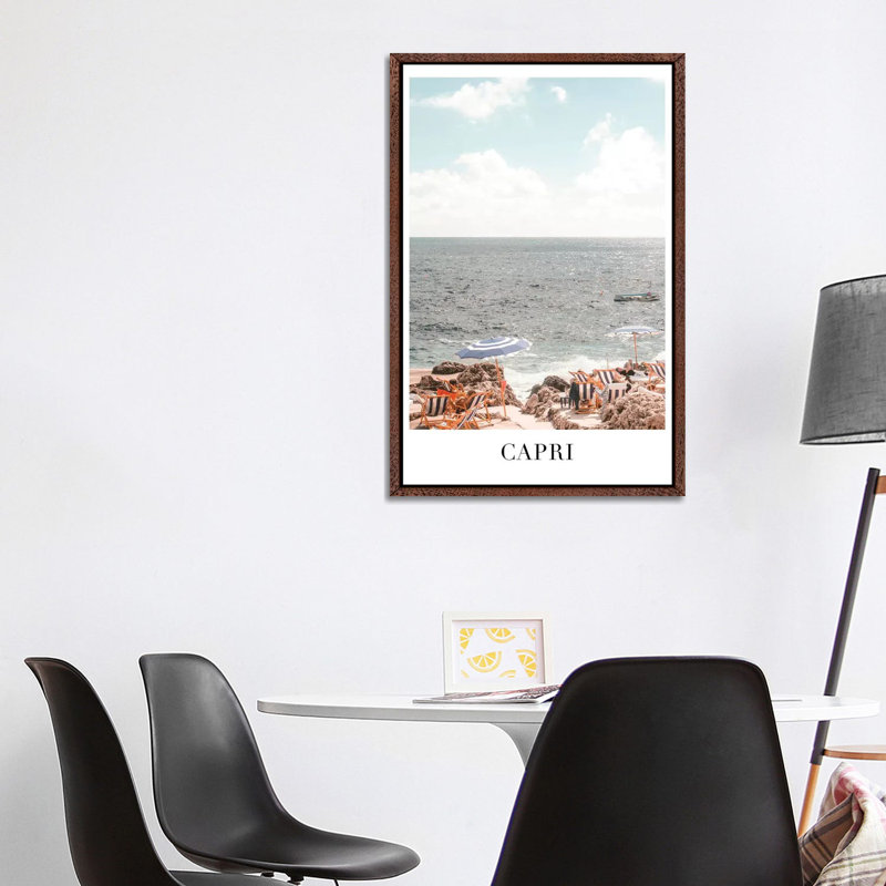 Capri Travel - Print on Canvas, 101.6cm H x 66.04cm W x 3.81cm D, Classic Brown Wood Framed