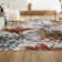 Jasire Modern Botanical Flower Orange/Blue/Cream Rug