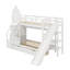 Lit superposé simple au-dessus d'un lit simple avec tiroirs, tablettes et glissoire-1575281924