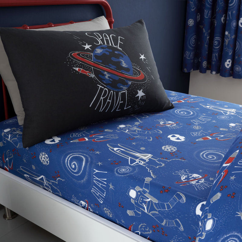 Space Adventure Fitted Sheet, European Single (90 x 200cm)