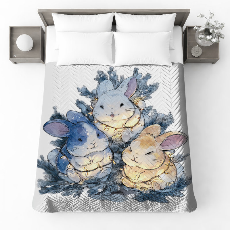 Three Cute Bunnies Bedding Bunnies couvre-lit animaux, Très grand lit