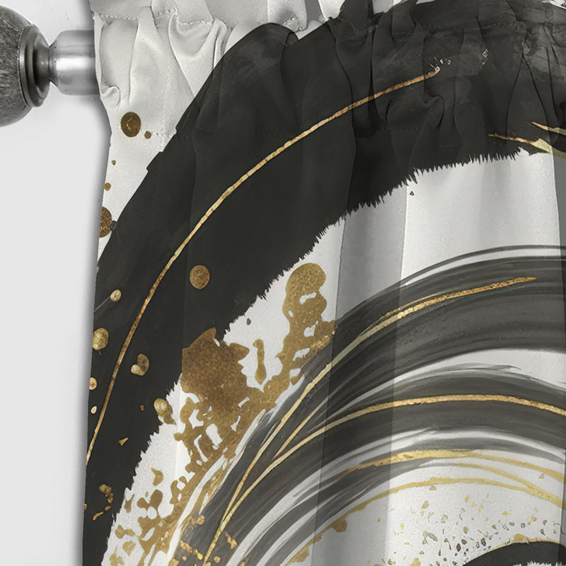 Black And Gold Curves IV - Abstract Blackout Curtain - 1 Panel, 52" W x 108" L